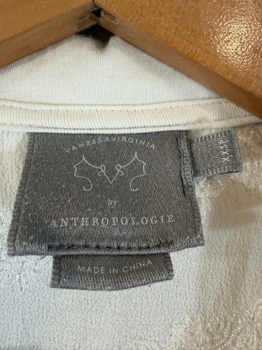 Anthropologie Vanessa Virginia White Knit Top XXSP Button Tie Front Puff Sleeve